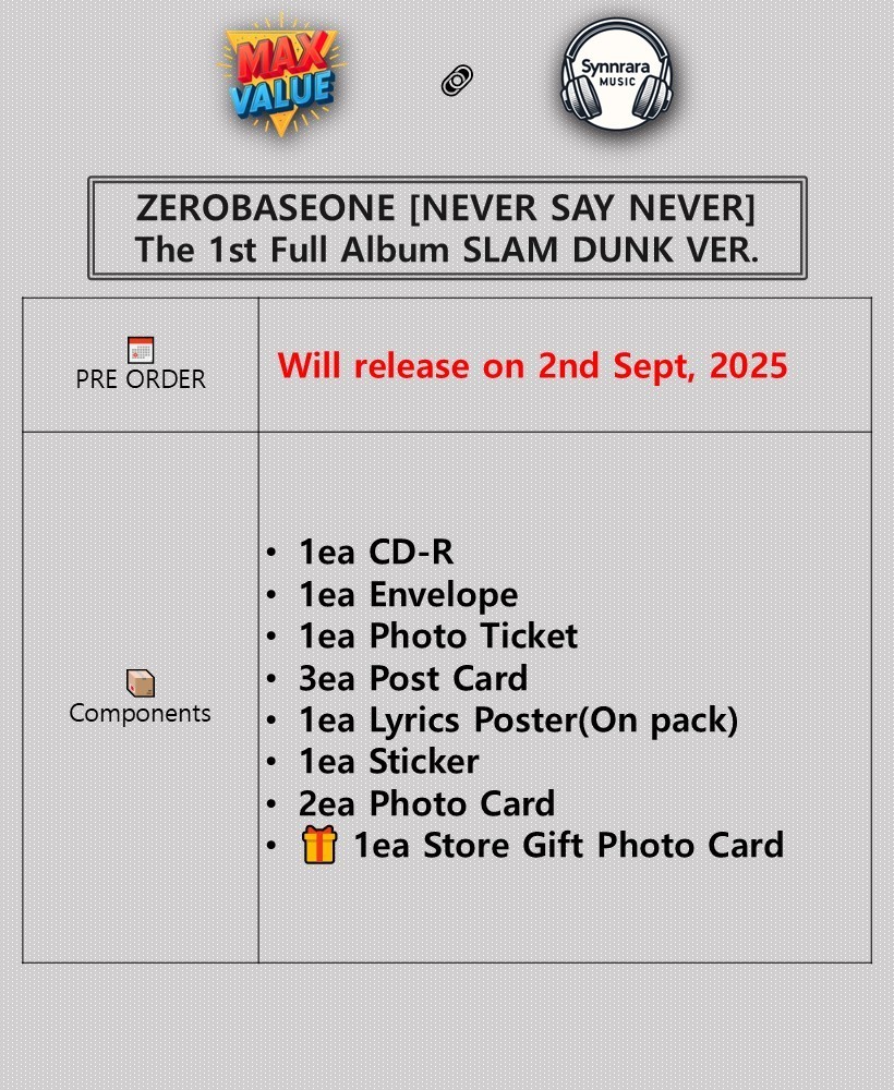 ZEROBASEONE [NEVER SAY NEVER] 1st Full Album SLAM DUNK Ver