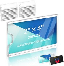 20 Pcs Magnetic Acrylic Label Holder Clear Shelf Tag Label Holders Price Tag
