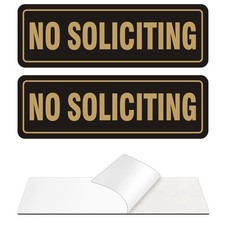 No Soliciting Sign for Front Door, 2 Pack Self-Adhesive Aluminum Metal No S...