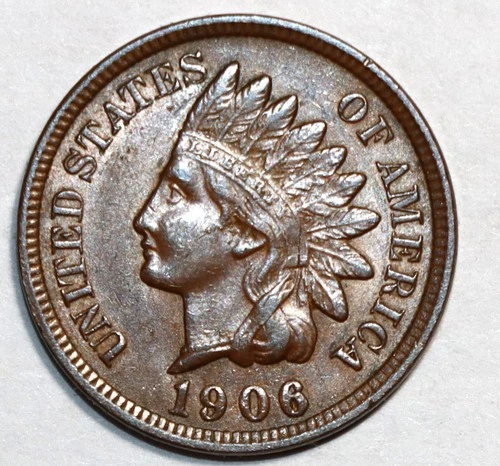 1906 Indian Head Cent Choice Extremely Fine XF+/AU #3058