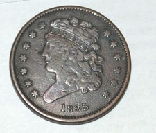 1835 classic head half cent , F++ C-2 ST close, Repunched R Breen 1575