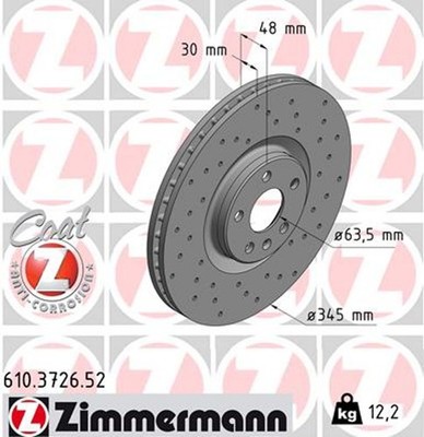2x Bremsscheibe SPORT Z ZIMMERMANN 610.3726.52 für XC90 S90 VOLVO XC60 V90 246 2