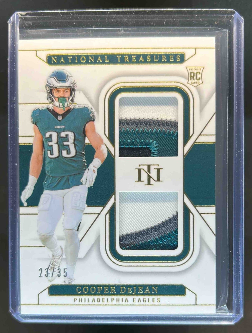 2024 National Treasures Cooper DeJean Rookie Dual RC Patch Gold #23/35