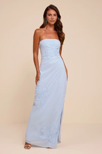 Lulus Fianna Light Blue Embroidered Strapless Maxi Dress