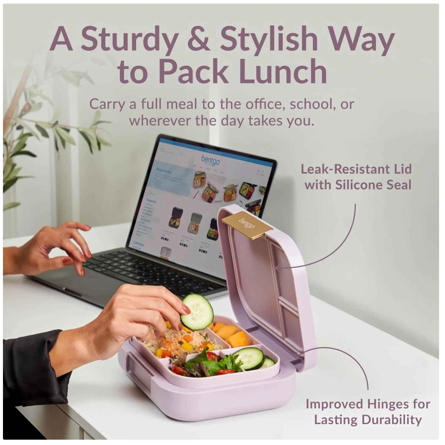 Reusable Lunch Box, Leak-Resistant, 5.5 Cup Capacity