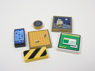 LEGO Lot of Printed Tiles Plates Minifig 1x2 2x2 1x1 Phone