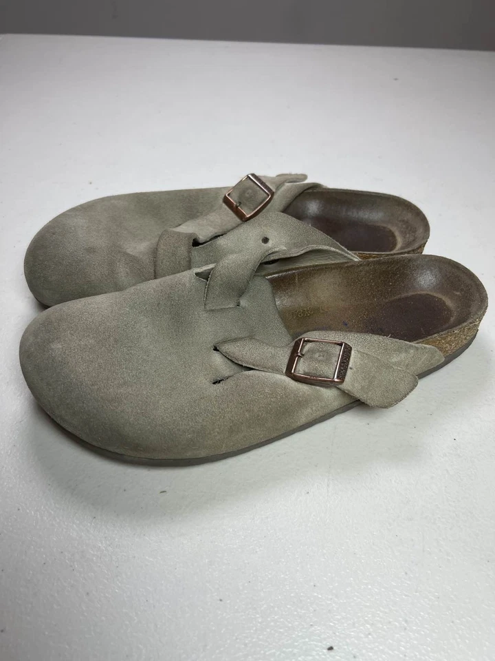 Birkenstock Boston Taupe Suede Soft Footbed Clogs Size 7 - Image 3 of 4