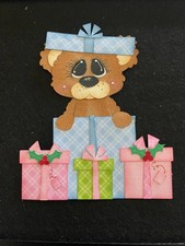 CHRISTMAS Present Bear Blue premade paper piecing scrapbook diecut 3D