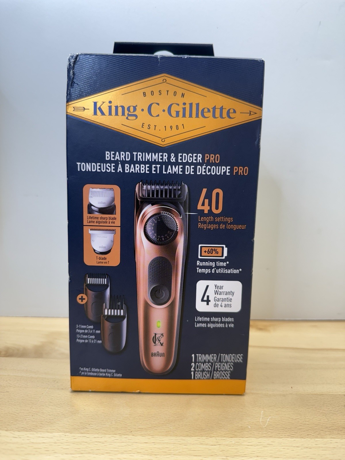King C. Gillette Beard Trimmer PRO with 40 beard length settings in precise 0.5m