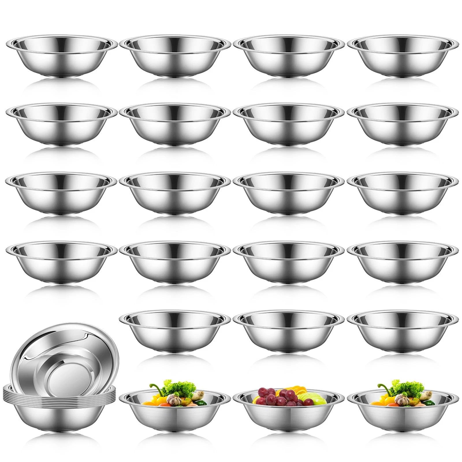 30 Pack Small Mixing Bowls, 3/4 Quart Stainless Steel Prep Bowl for Sauces, S...