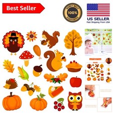 Vibrant Autumn Gel Window Clings - 20 Thanksgiving Stickers for Kids' Rooms
