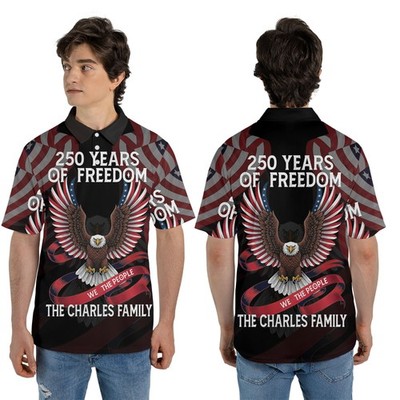 Custom Patriotic Eagle USA Flag 250 Years Of Freedom We The People Polo Shirt