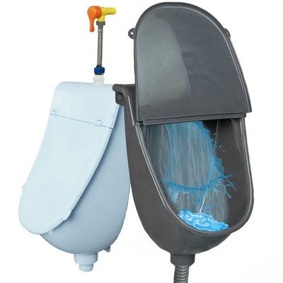 Wall Mounted Commercial Urinal With Hinged Cover Bathroom Washout Gray 