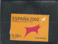 L1056 ESPAGNE TIMBRE N° Y&T 3423 de 2002 " Presidence Union Europeenn " Oblitéré