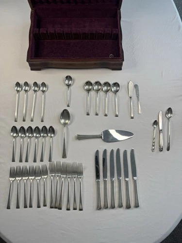 Serenity International Sterling Silver Flatware Set For 6 40 Pieces With Extras