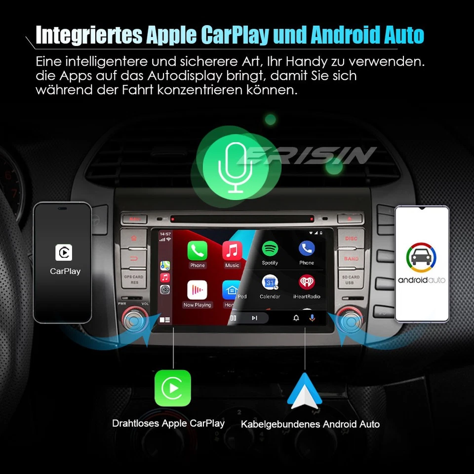 64GB+4GB DAB+ 8-Kern OBD2 Android 13 Autoradio Fiat Bravo DSP CarPlay DVB-T2 GPS - Bild 3 von 4
