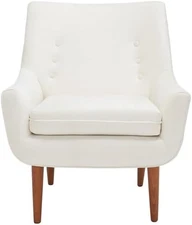 Home Collection Amina Mid-Century Modern Cream Velvet Accent Chair