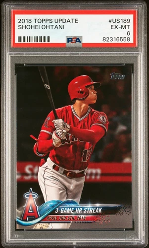 SHOHEI OHTANI 2018 TOPPS UPDATE ROOKIE RC #US189 PSA 6 EX-MINT DODGERS! 82316558