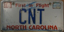 2005 North Carolina vanity license plate CNT