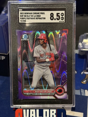 #ad #ad 2022 Bowman Chrome Prospects Elly de La Cruz #BCP 50 Purple Wayrave 250 SGC 8.5 $105.00