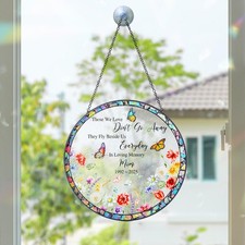 personalized memorial stained glass suncatcher, sympathy gift for lost loved one