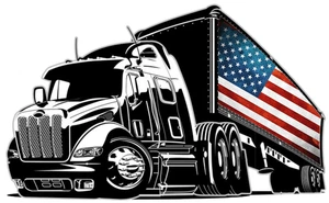 Trucker Lorry International Flag USA Self Adhesive Vinyl Sticker