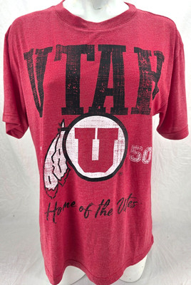 NEW Utah Utes Colosseum Athletics Red Distressed SS Tee T-Shirt Women's M