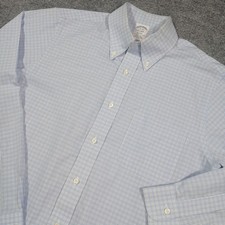 Brooks Brothers Regent Dress Shirt Mens 15-34 Blue Plaid Button Down Long Sleeve