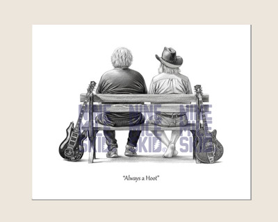 ''Always a Hoot'' print of Jerry Garcia and Bob Weir of the Grateful Dead - 8x10''