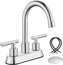 4 Inch Centerset Bathroom Faucets,2 Handle Bathroom Sink Faucet Stainless Steel,