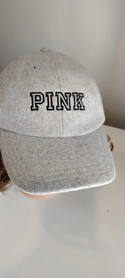 Gorra de béisbol de lana para mujer ROSA Victoria's Secret color ajustable gris en muy buena condición Foto 2 de 4