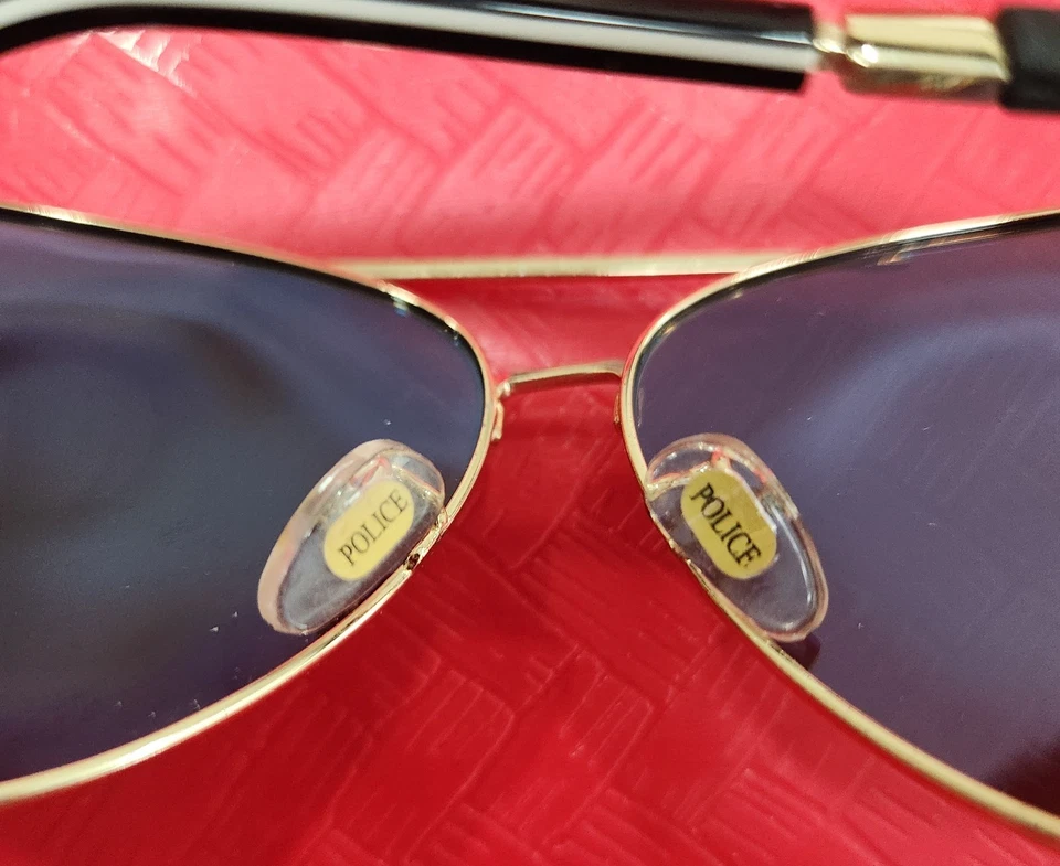 Очки солнцезащитные поляризованные синие полиция No2 S1382G с золотой металлической оправой подлинные Италия - Изображение 3 из 4