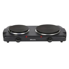 EMtronics 2500W Portable Hob with Double Hotplates, Temperature Control - Black
