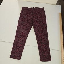 Social Standard by Sanctuary Ankle Skinny Sketch Jeans Red Wine Leopard Print 12