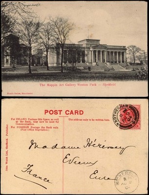 Postcard Sheffield The Mappin Art Gallery Weston Park 1904