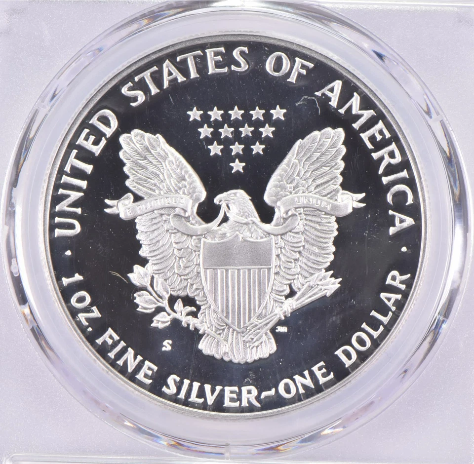 American Silver Eagle 1987-S PR70 DCAM PCGS etiqueta azul Foto 4 de 4