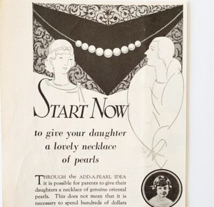 1929 Add A Pearl Necklace Advertisement Antique Jewelry Ephemera