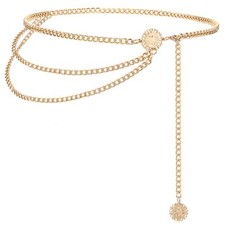 Multilayer Chain Belts for Women Adjustable Metal Waist Chain Belt Fashion Be...