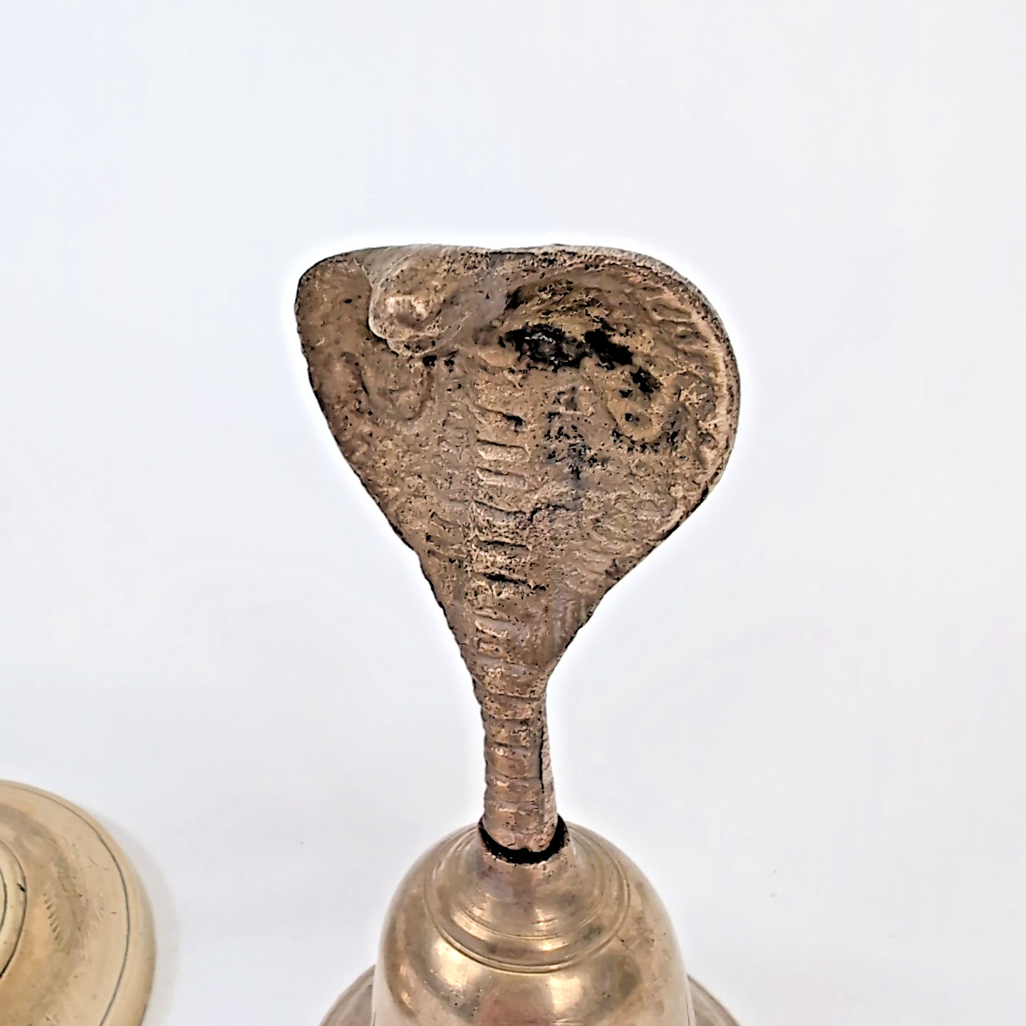 VTG Brass Dragon Gong & Cobra Snake Bell Asian Temple Ritual Buddhist Serpent