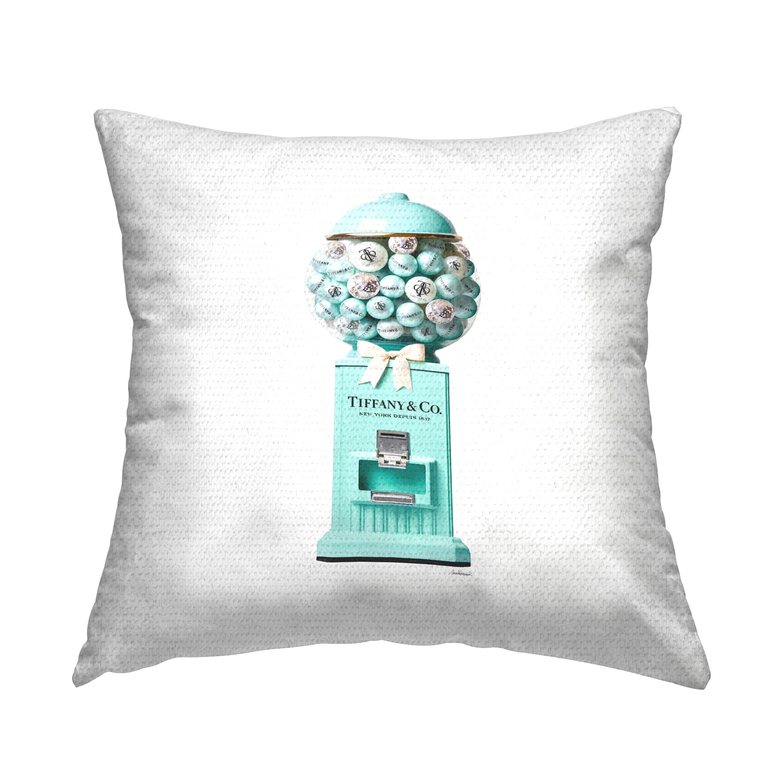 Vibrant Blue Glam Gumball Machine Outdoor Printed Pillow 18x18