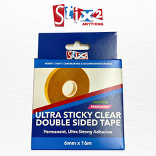 Stix2 Ultra Sticky Clear Double Sided Tape Ultra Strong, 6mm Wide 16mtrs Long