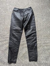 womens HARLEY DAVIDSON leather pants 26x30 black leather MOTORCYCLE slim