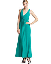 Laundry  ~ Sparkle Green Jersey Ruched V-Neck Low Back Gown 14 NEW $275