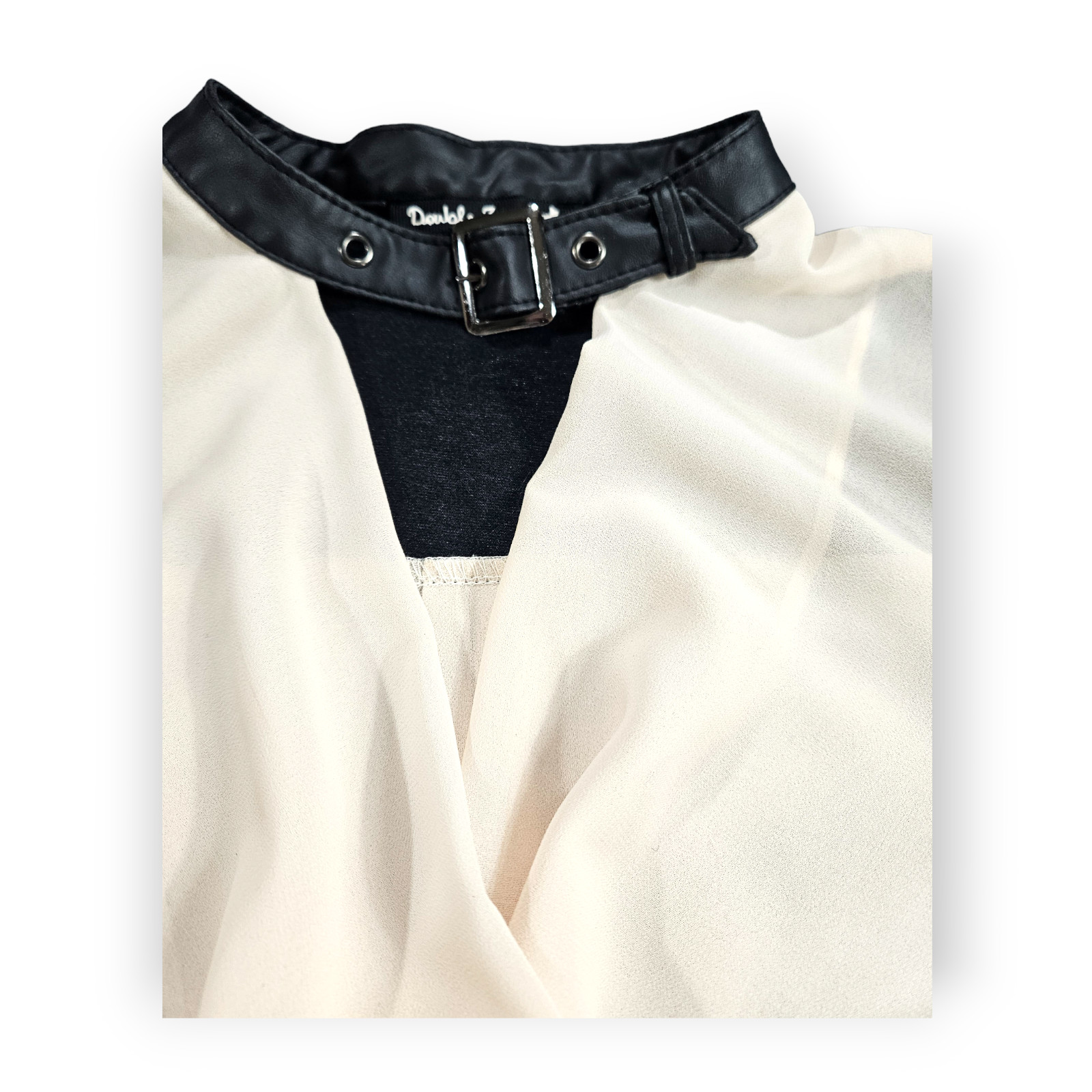 Double Zero Blouse Size Small Beige Colorblock Sh… - image 3