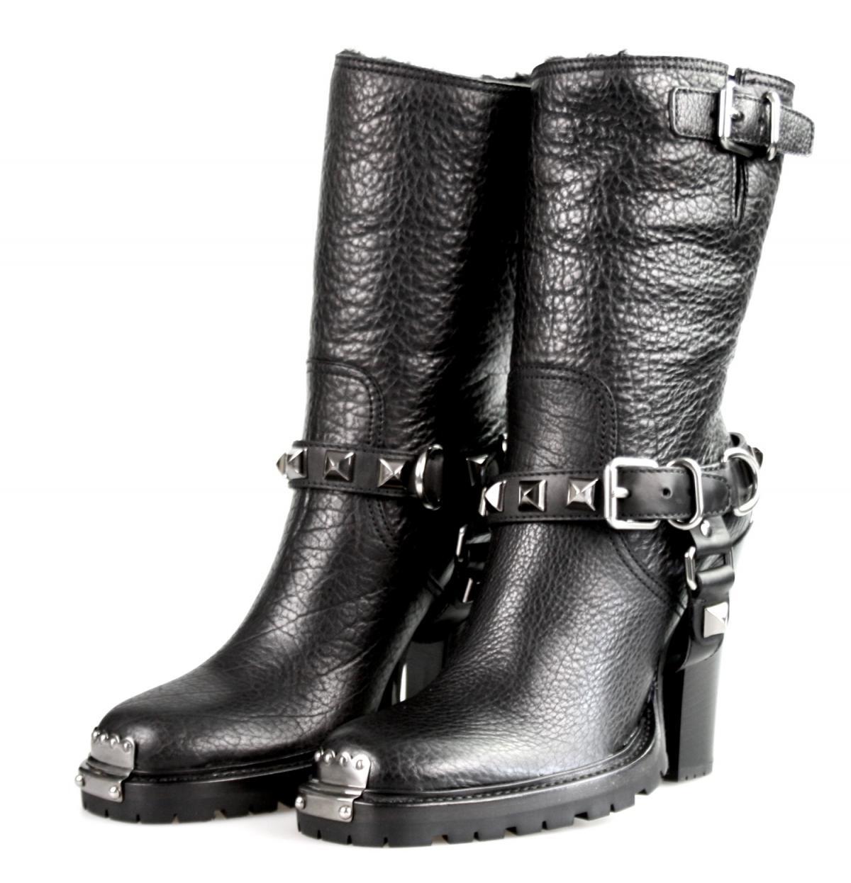 MIU MIU by PRADA Buffalo Leather SHEARLING FUR Booties Boots NEW image 3