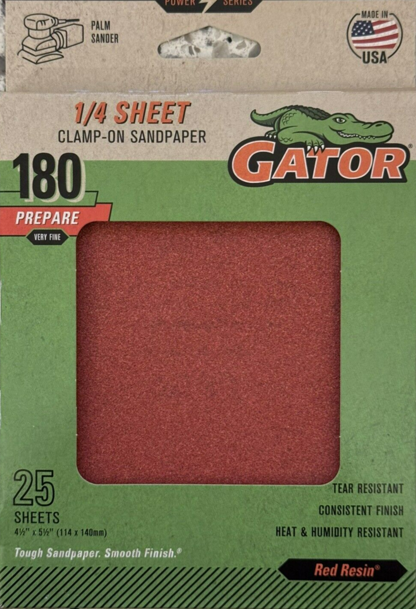 Gator 25-Piece 180 Grit Red Resin 1/4 Sheet Clamp-On