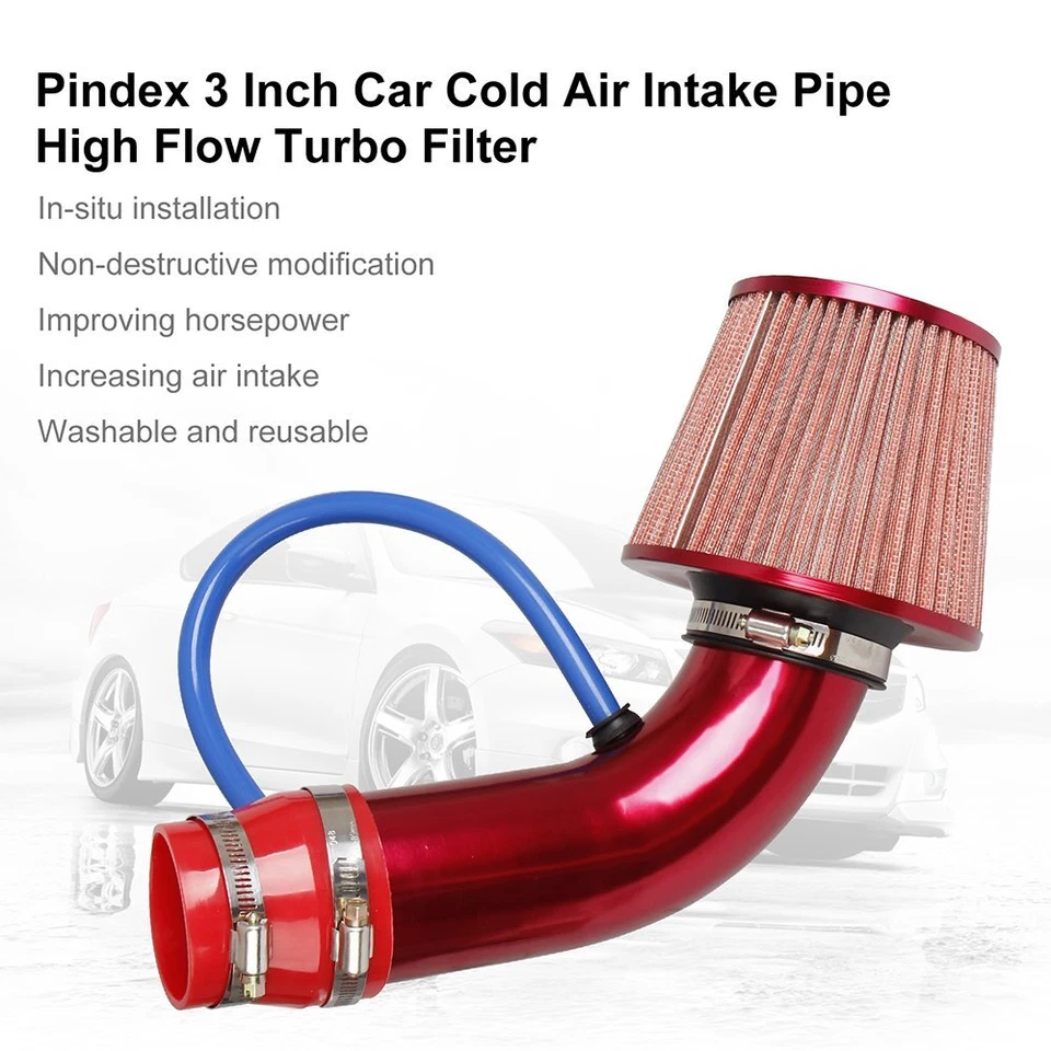 Kit de inducción de tubería de filtro de admisión de aire frío de 3 pulgadas sistema de manguera de flujo de energía piezas de automóvil Foto 4 de 4