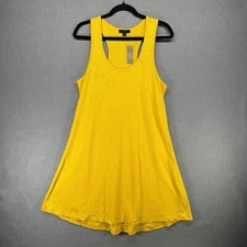 J Crew Swingy Mini Tank Dress Womens M Yellow Slub Cotton Scoop Neck Racerback