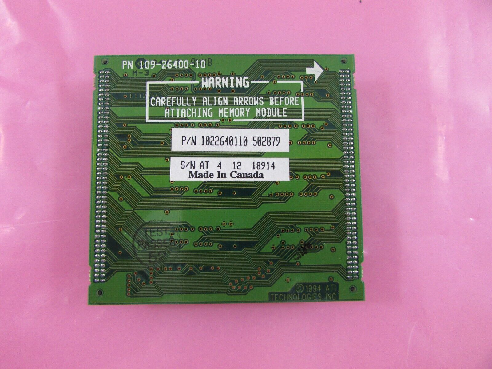 2MB VRAM Memory module ~ 1994 ~ ATI Mach64 GX ProTurbo VLB / ISA 109-26400-10