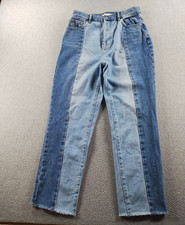 PacSun Women's Jeans Blue Size 27 Straight Button Fly Two Toned High 26.5" Denim